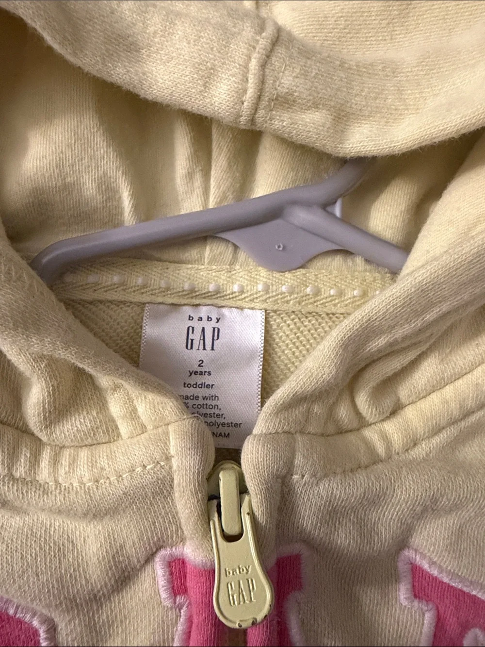 GAP Girls Yellow Hooded Zip Sweatshirt with Pink Logo